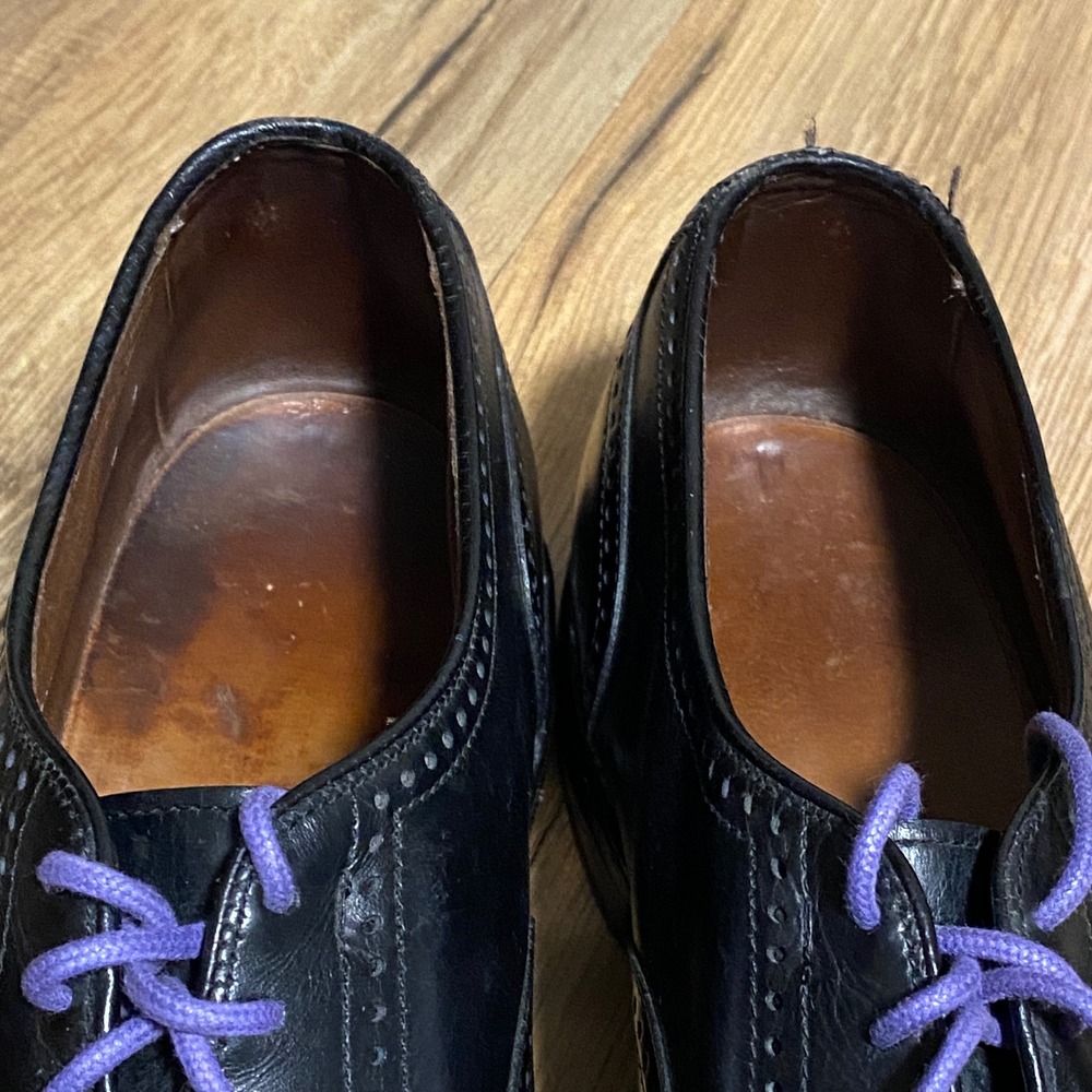 Allen Edmonds Marlow Mens Black Leather Wingtip Oxford Shoes Size 7.5 D - Picture 5 of 9